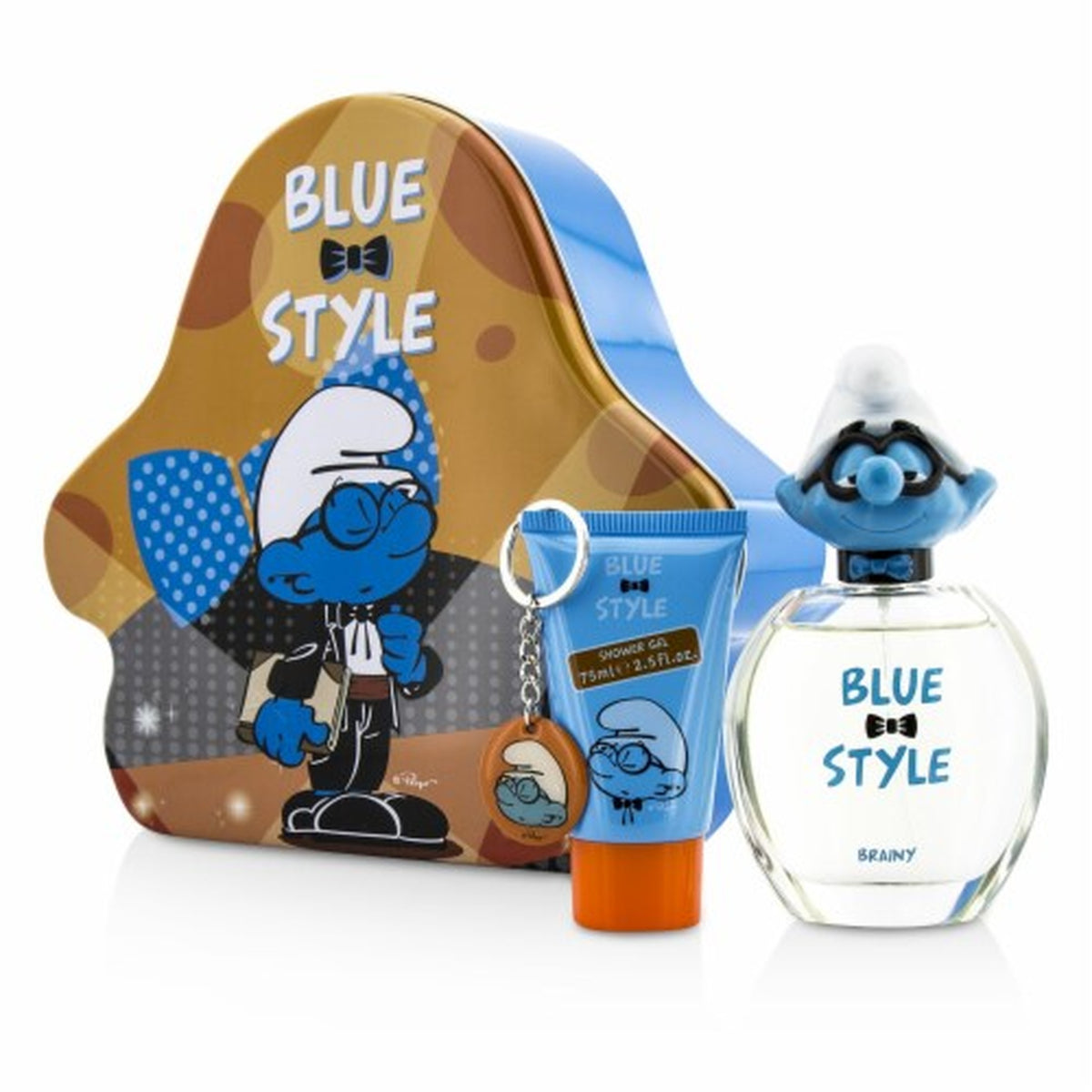 SMURFS 3D Vanity 3PCS gift set with 3.4 oz fragrance, 2.5 oz shower gel, and key accessory