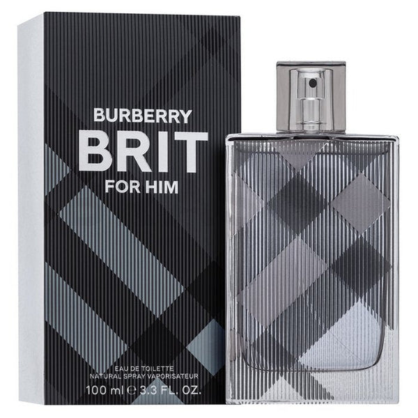 Burberry Brit 3.4 oz Eau de Toilette spray bottle with signature Burberry check design