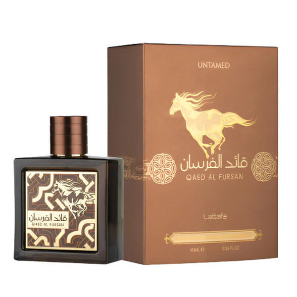 Lattafa Qaed Al Fursan Untamed 3.4 oz Eau de Parfum spray bottle