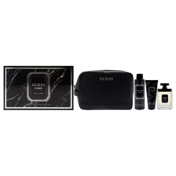 Guess Uomo 4pc (3.4oz Eau de Toilette+6.0oz Bs+3.4 Shower Gel+Bag) - Set