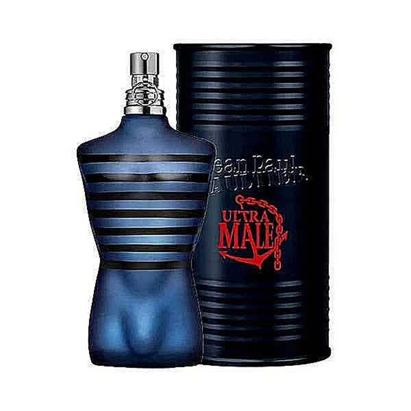 Jean Paul Gaultier Ultra Male Intense 4.2 oz EDT spray black and blue striped torso bottle