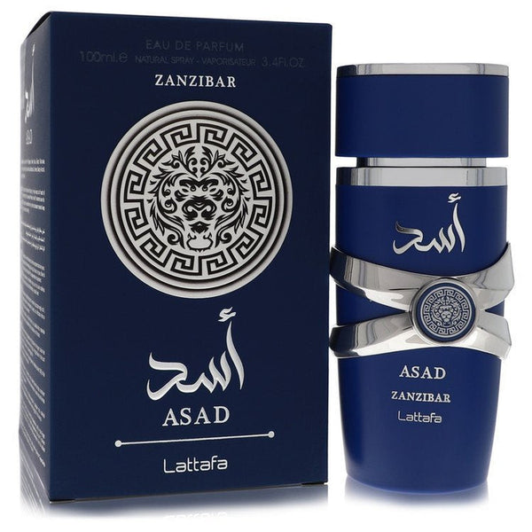 Lattafa Asad Zanzibar 3.4 oz EDP Spray bottle and box
