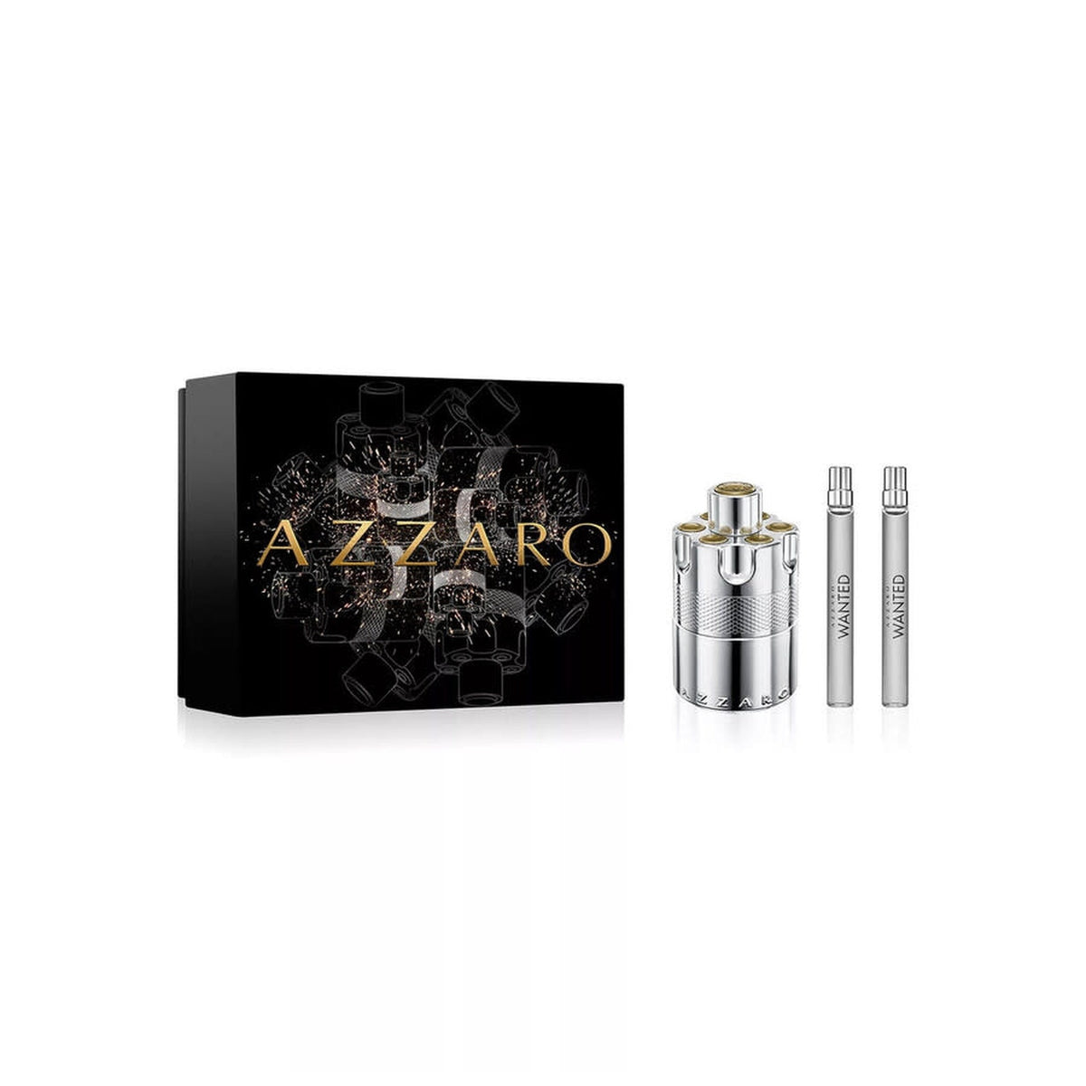 Azzaro Wanted Eau de Parfum 3-piece gift set with 3.4 oz bottle and two 0.33 oz travel sprays