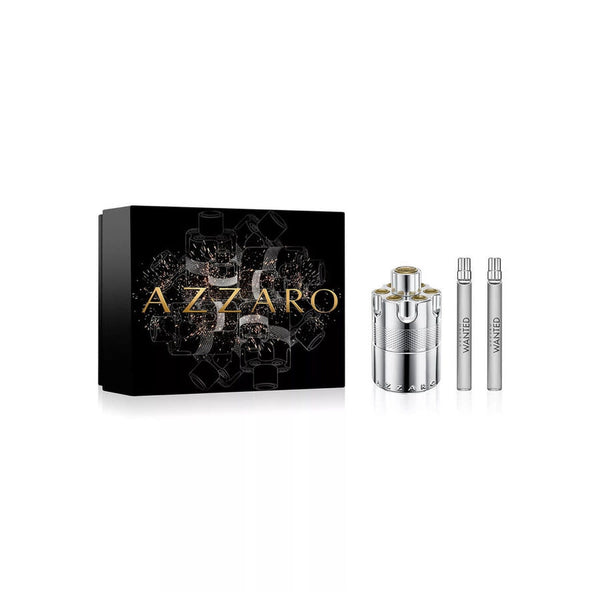 Azzaro Wanted Eau de Parfum 3-piece gift set with 3.4 oz bottle and two 0.33 oz travel sprays