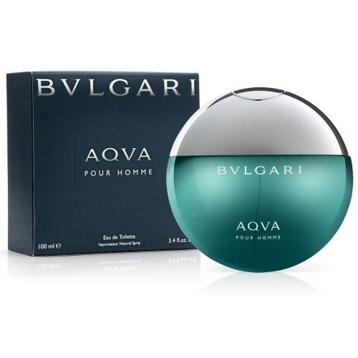 BVLGARI AQVA Pour Homme 3.4 oz EDT spray bottle with aquatic woody fragrance profile