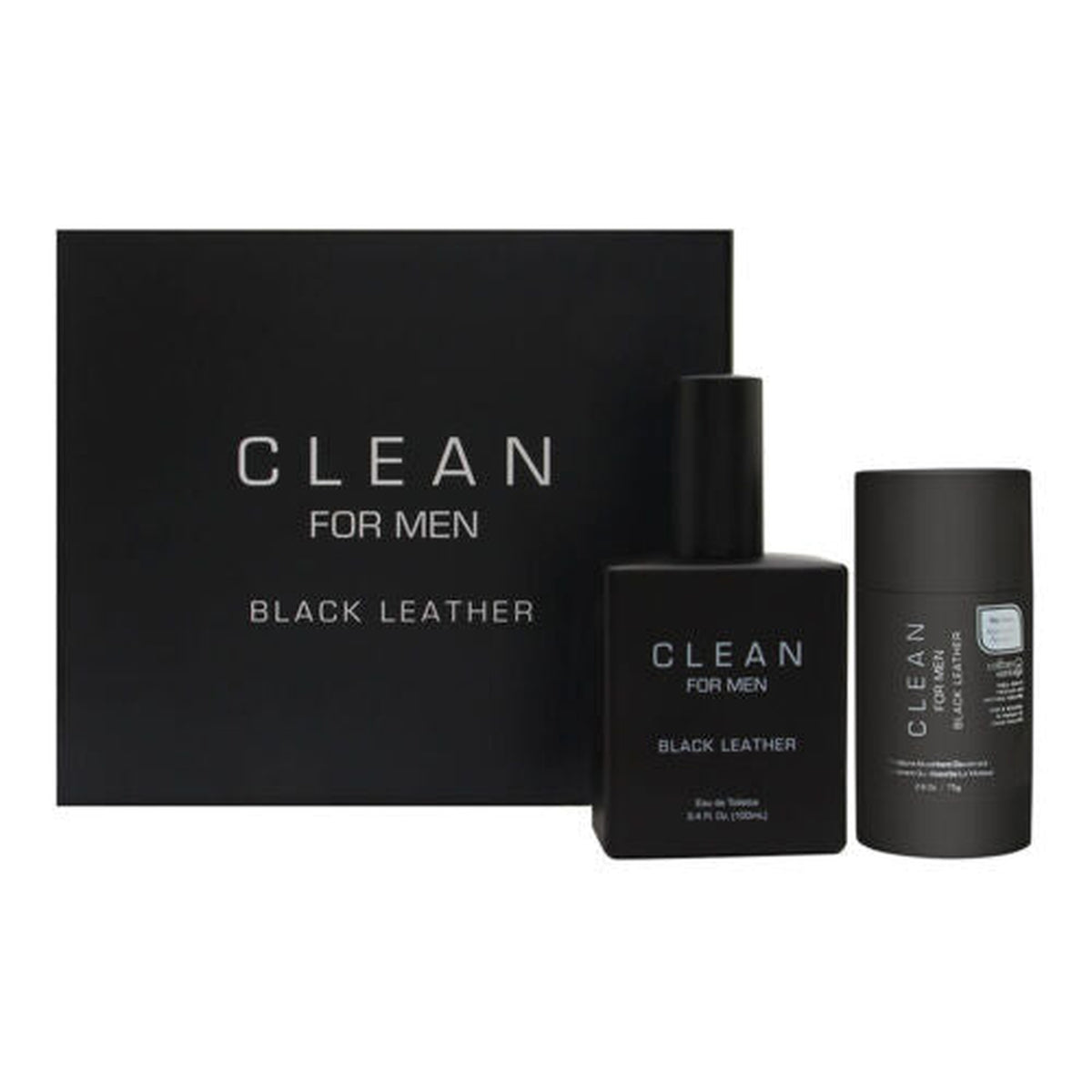 CLEAN Black Leather 2-piece set with 3.4 oz eau de toilette and deodorant stick