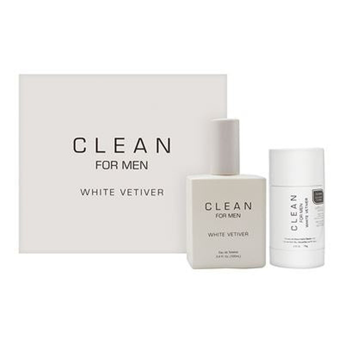 CLEAN White Vetiver 2PC Set with 3.4 oz Eau de Toilette spray and deodorant stick