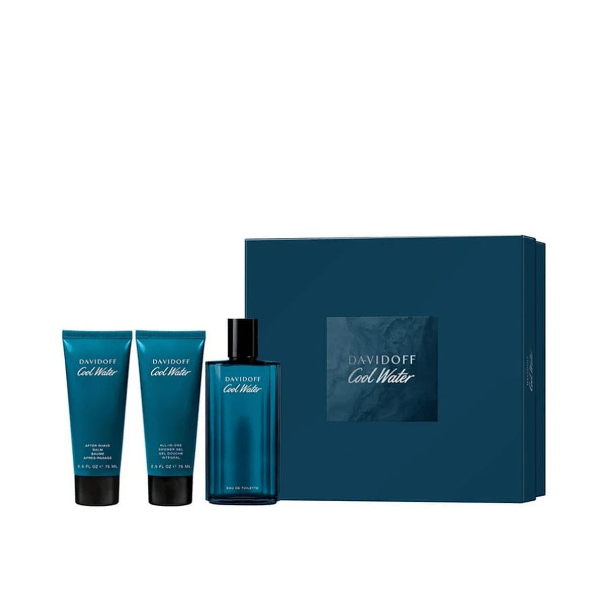 Davidoff Cool Water 3 piece men’s fragrance gift set with 4.2 oz Eau de Toilette, shower gel, and after shave balm