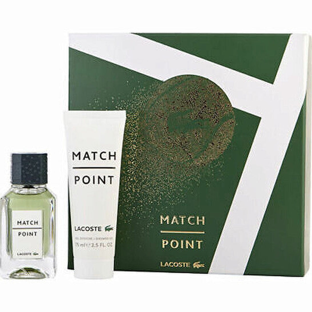 Lacoste Match Point 2 piece gift set for men with 1.7 oz Eau de Toilette spray and 2.5 oz shower gel