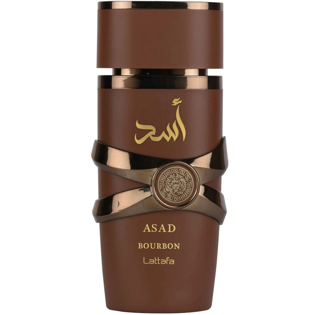 LATTAFA ASAD BOURBON 3.4OZ EDP Spray bottle and packaging