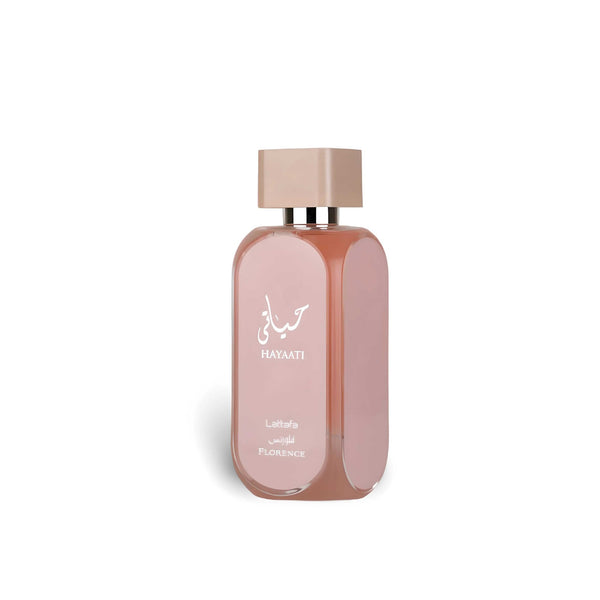 Lattafa Hayaati Florence 3.0 oz Eau de Parfum spray bottle
