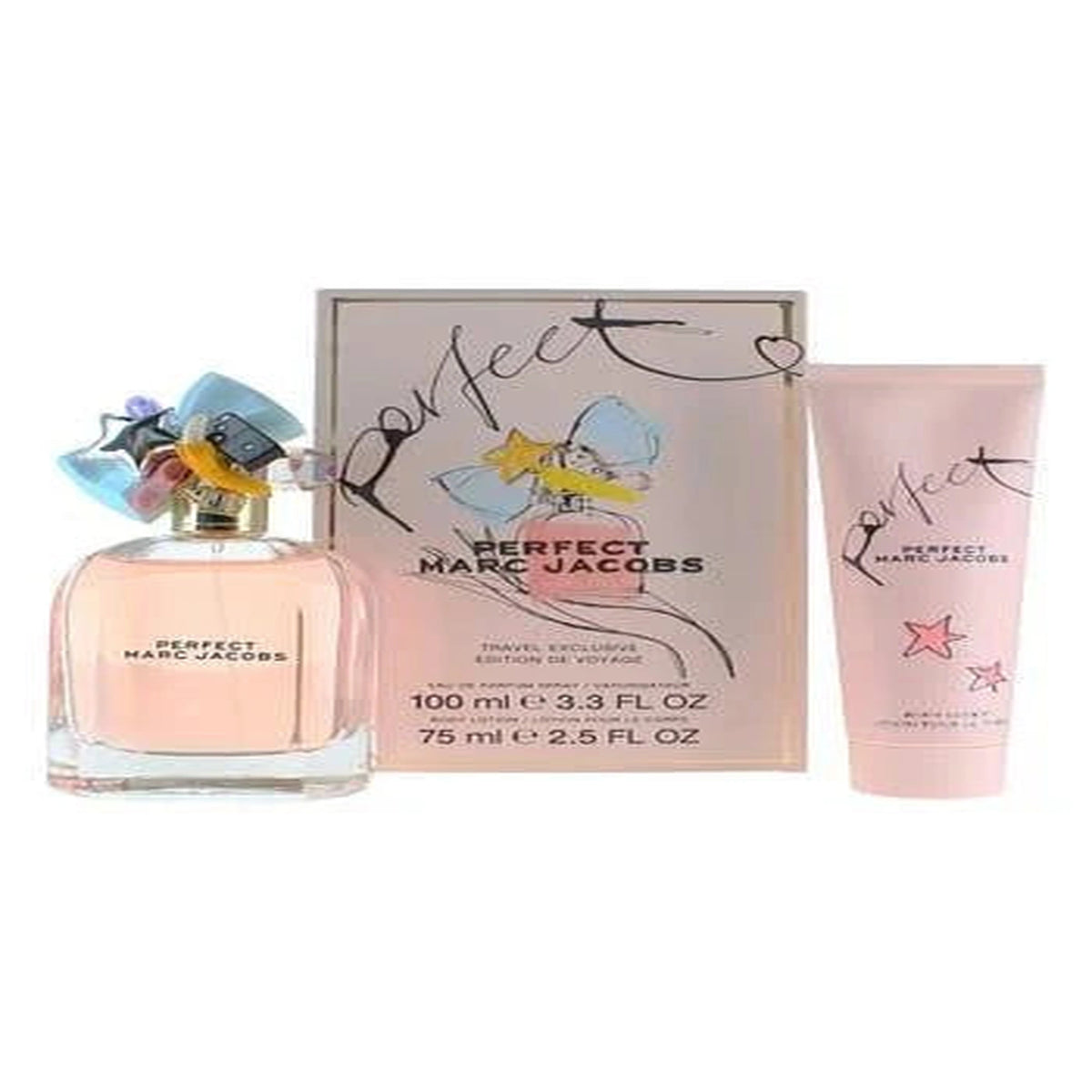 Marc Jacobs Perfect 2 piece gift set with 3.3 oz Eau de Parfum spray and 2.5 oz body lotion