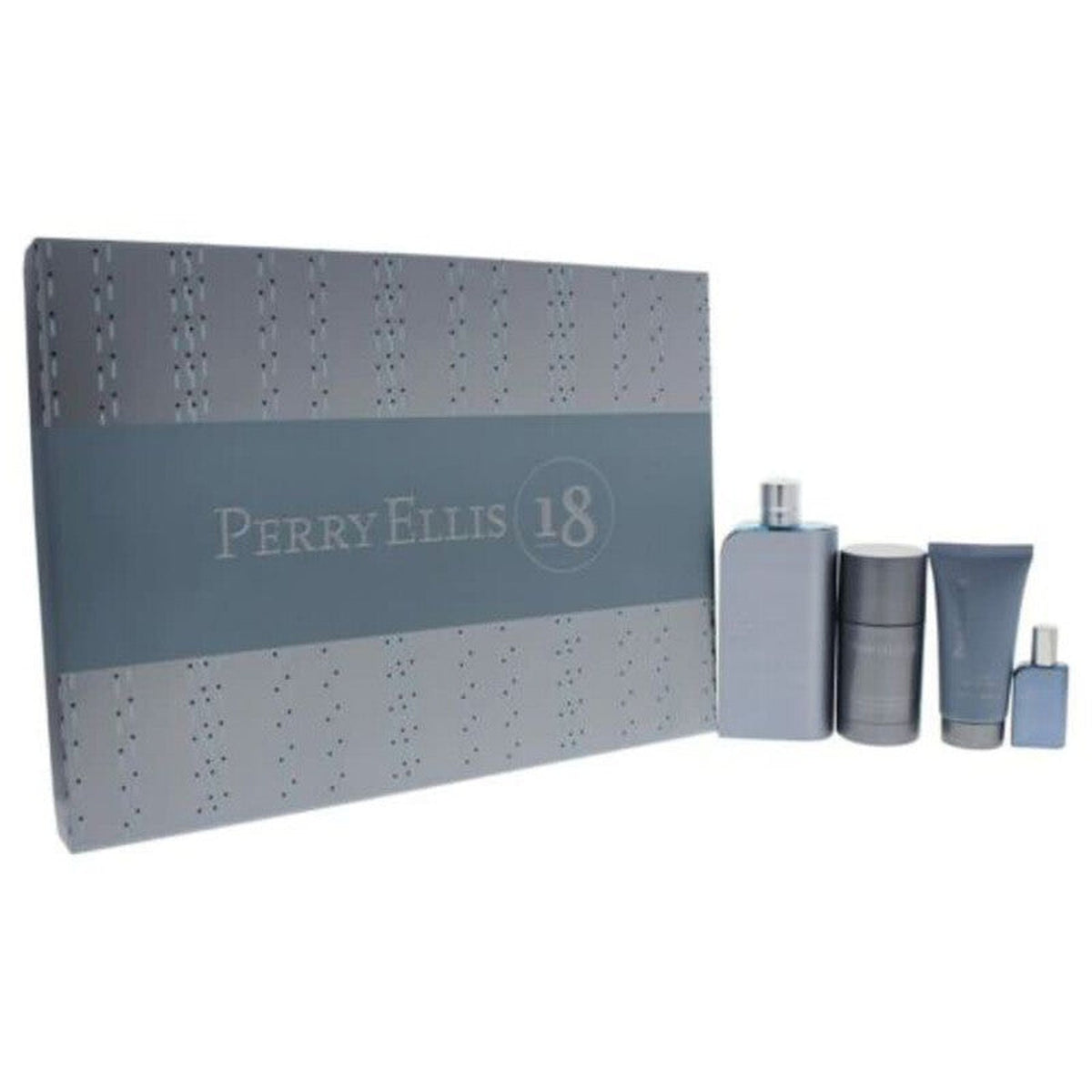 Perry Ellis 18 4 piece fragrance gift set for women with eau de parfum, body mist, shower gel, and body lotion