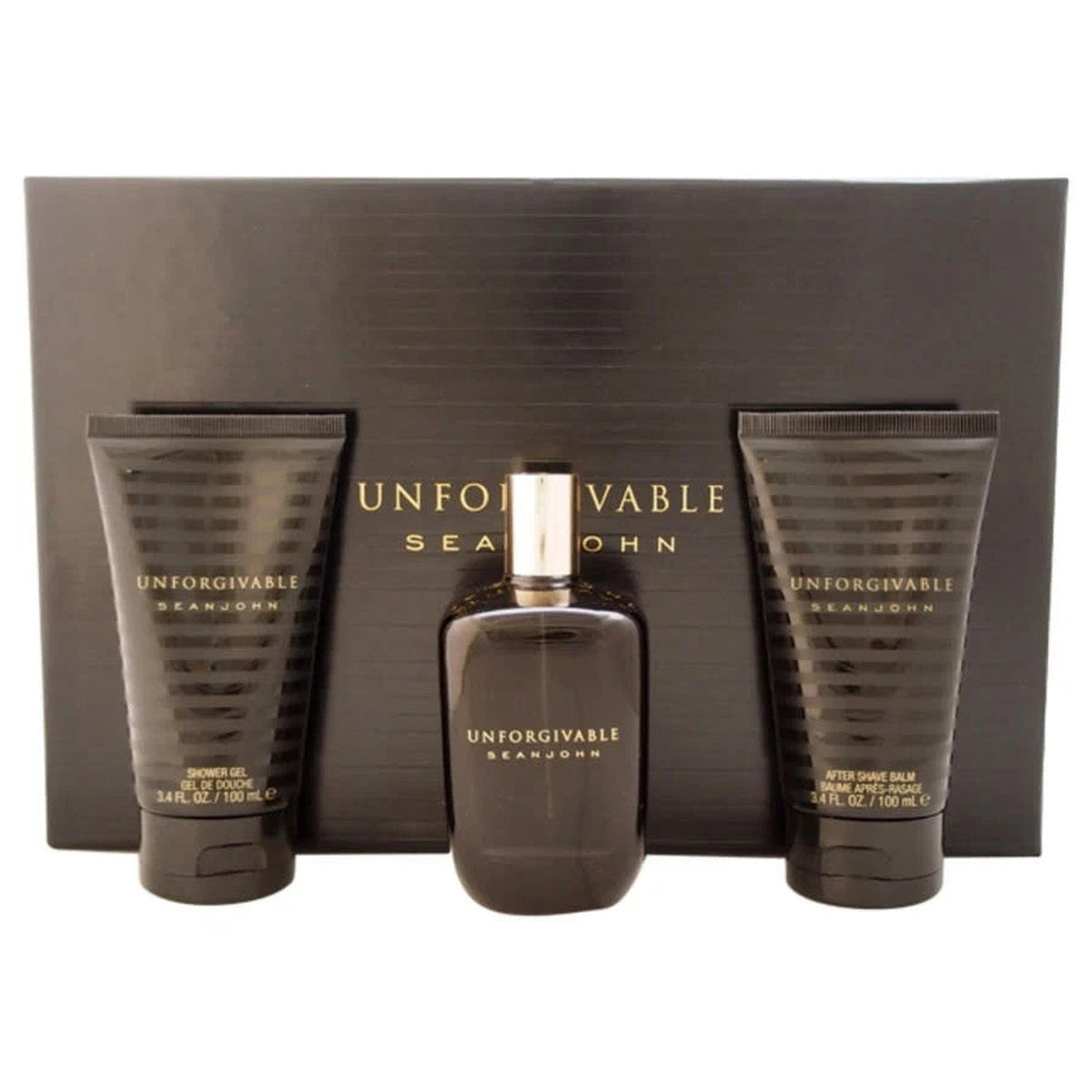 Sean John Unforgivable 3PC men's fragrance set with 4.2 oz EDT, shower gel, and after shave