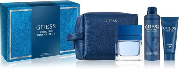Guess Seductive Blue 4pc (2.5oz Eau de Toilette +0.5oz Eau de Toilette +3.4 Body Lotion +Purse) - Set