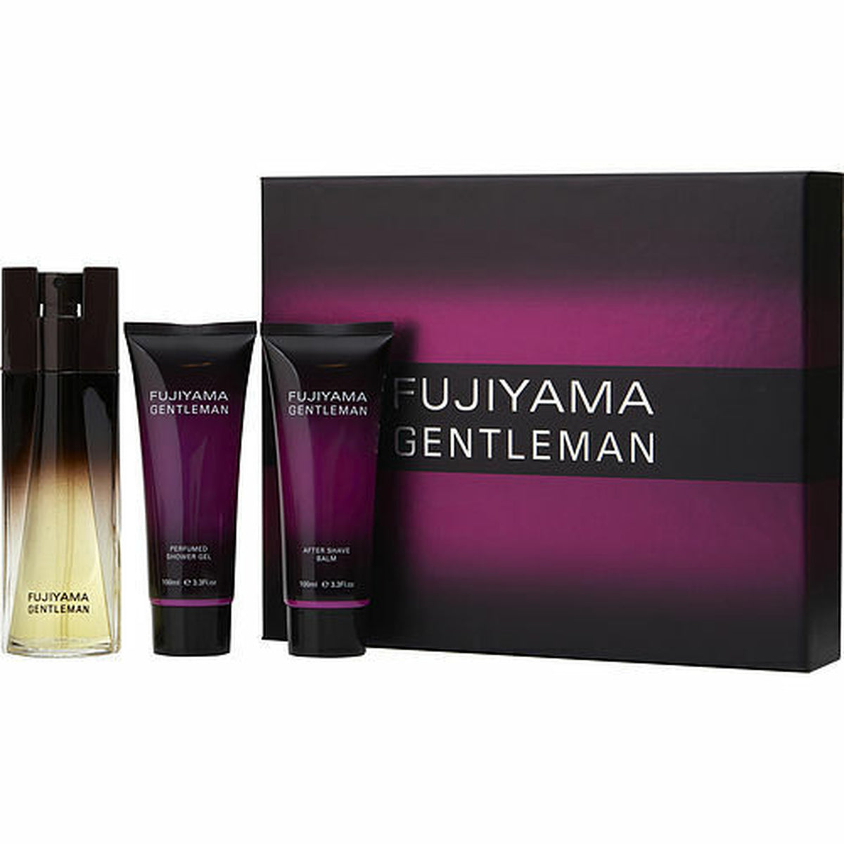 FUJIYAMA Gentleman 3-piece men’s fragrance gift set with 3.3 oz eau de toilette, shower gel, and after shave balm