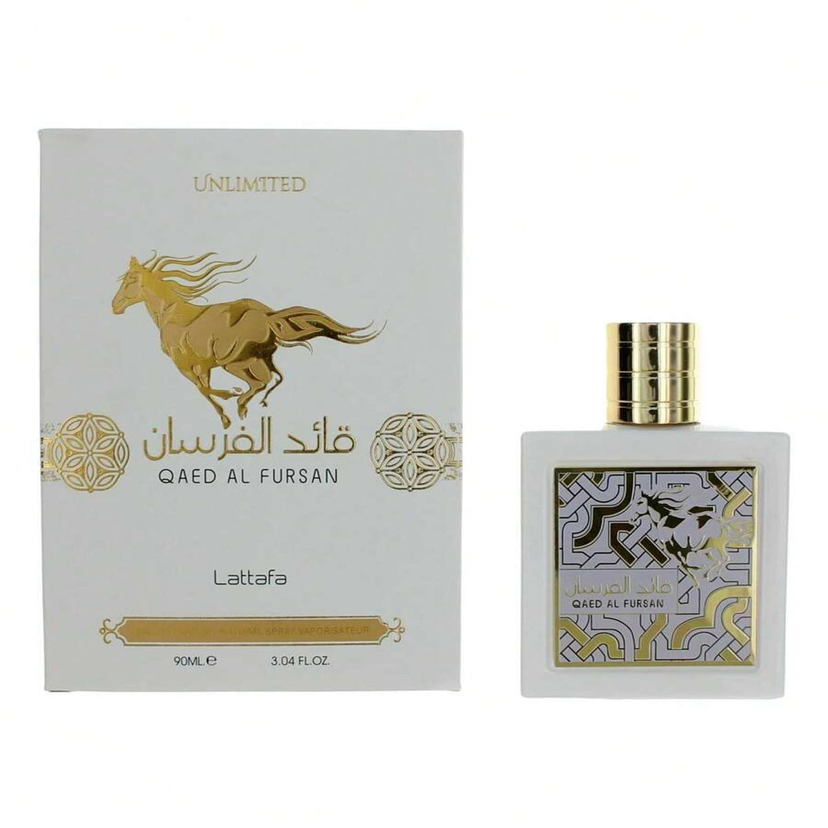 Lattafa Qaed Al Fursan 3.0 oz Eau de Parfum spray bottle