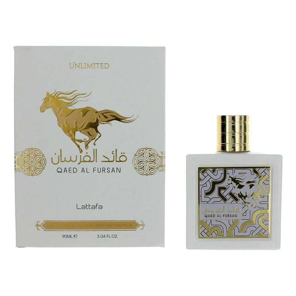Lattafa Qaed Al Fursan 3.0 oz Eau de Parfum spray bottle