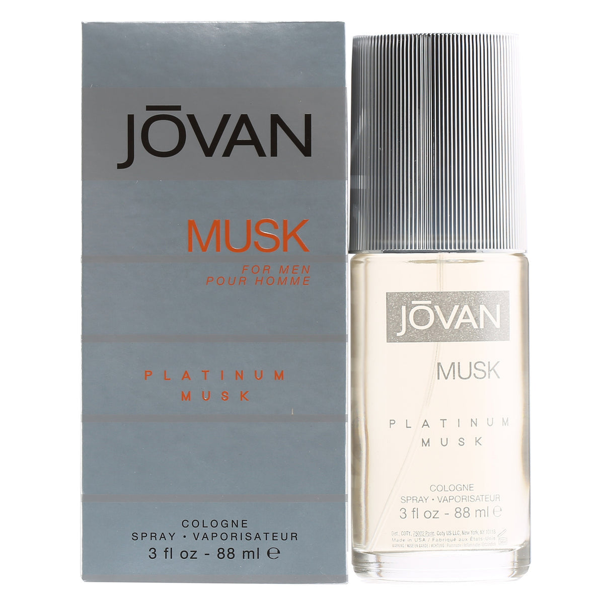 Jovan Musk Platinum 3.0 oz cologne spray bottle