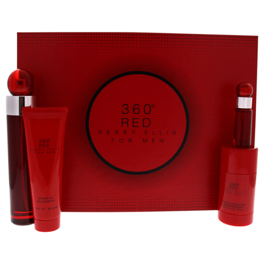 PERRY ELLIS 360 RED 4PC (3.4OZ EDT + 6.0OZ DEO SPY + 3.4SG + 0.25OZ MINI) - Set