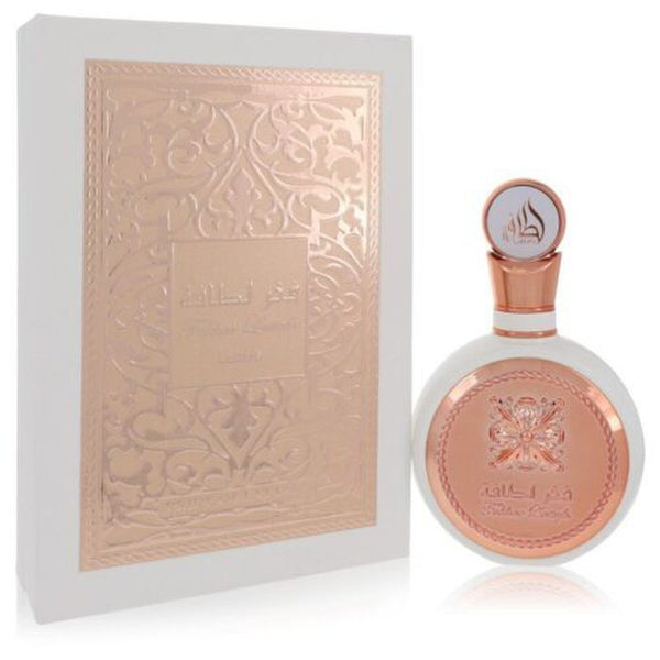 Lattafa Fakhar Femme 3.4 oz EDP Spray in white and rose gold box