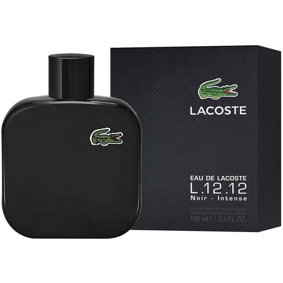 Lacoste Noir Intense 3.4 oz EDT Spray men's fragrance bottle