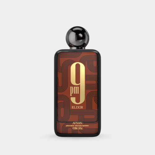 AFNAN 9:00PM Elixir 3.4 oz Eau de Parfum spray bottle and box