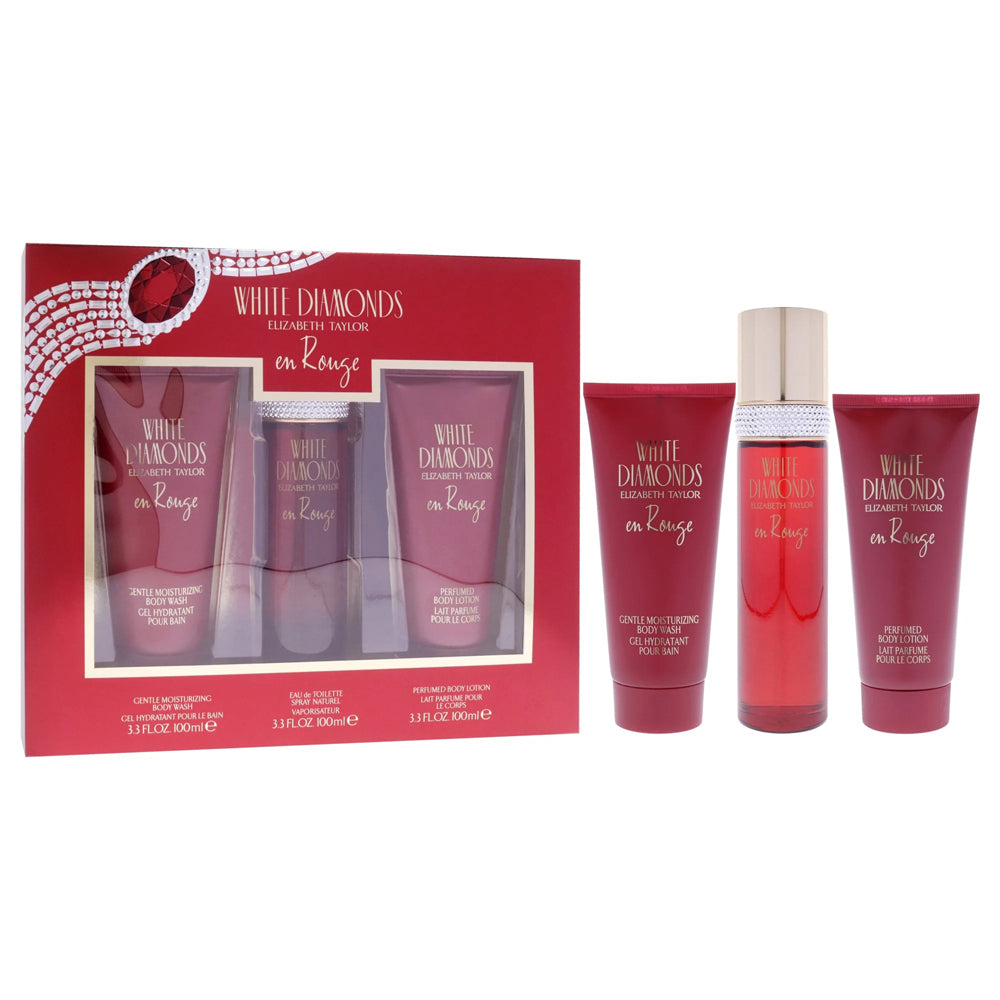 WHITE DIAMOND EN ROUGE 3PC (3.4OZ EDT + 3.4BL +3.4SG) - Set