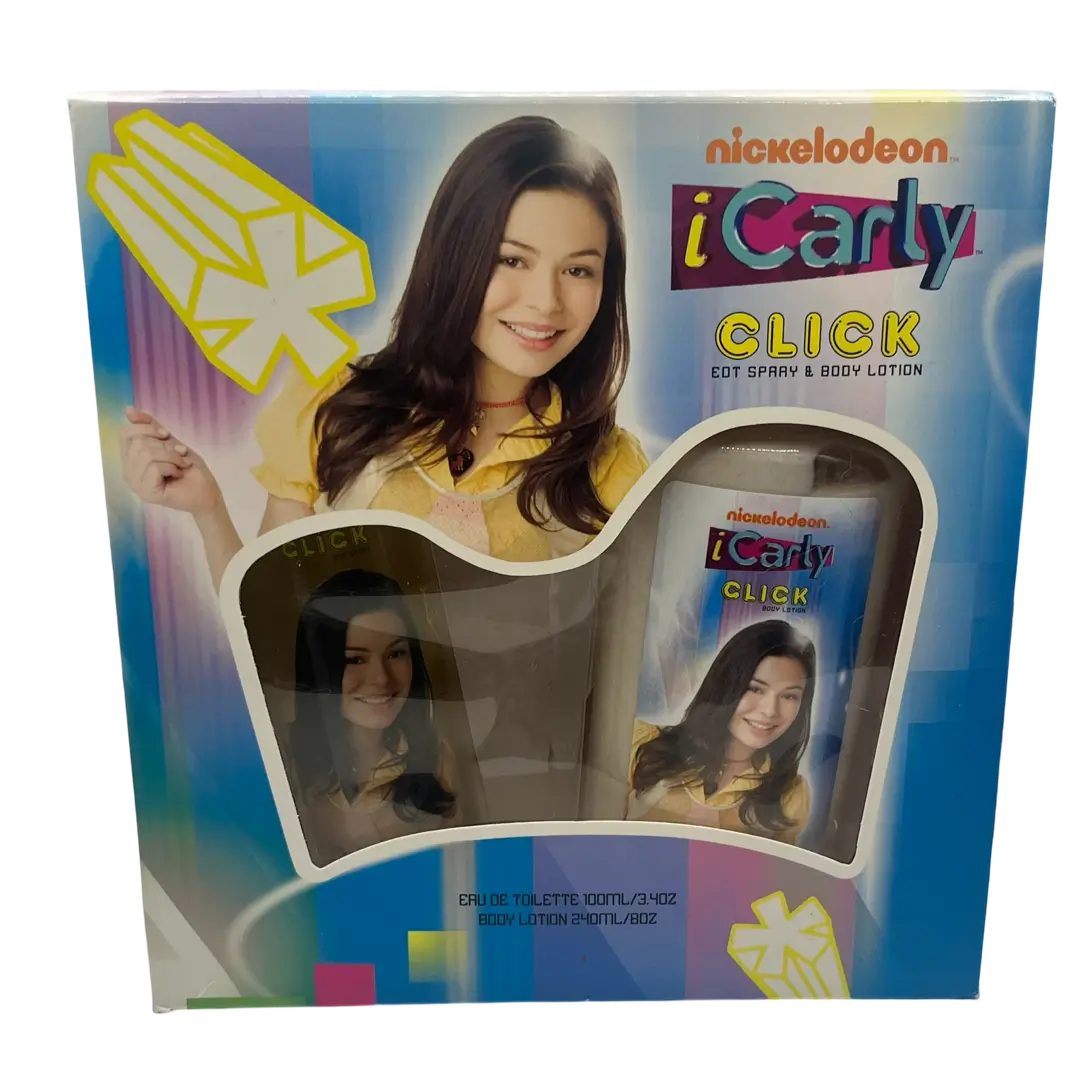 ICARLY CLICK 2PCS fragrance set with 3.3 oz bottle and bath product