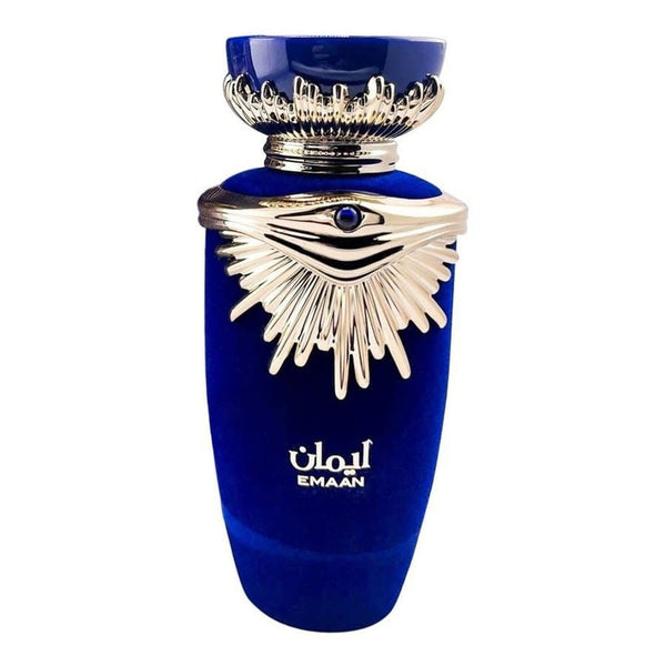 Lattafa Emaan 3.4 oz Eau de Parfum Spray bottle and packaging