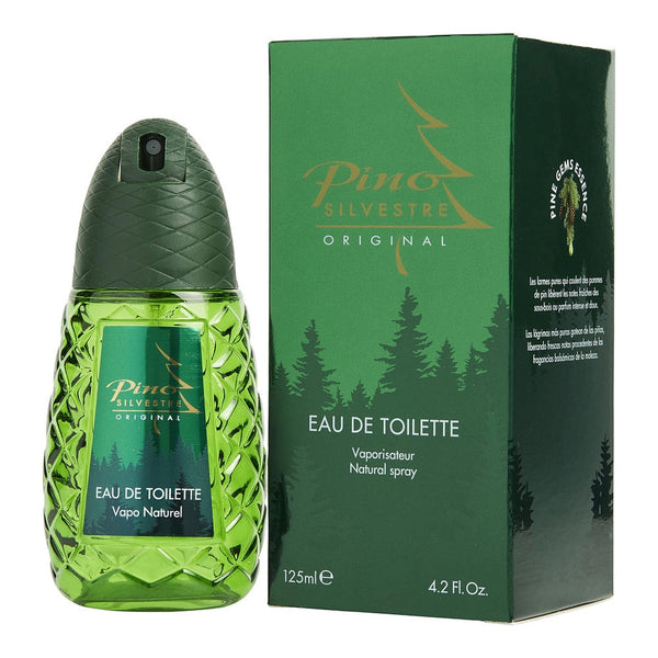 Pino Silvestre 4.2 oz EDT Spray bottle with classic green pine-inspired fragrance packaging