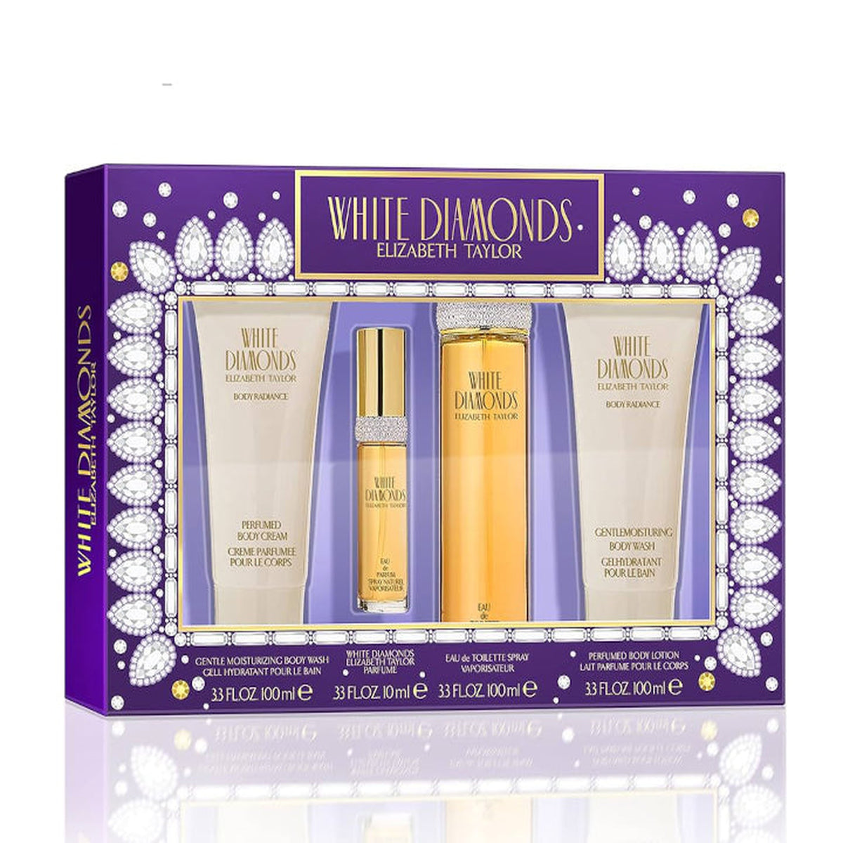 White Diamonds En Rouge Elizabeth Taylor 3 piece gift set with Eau de Toilette, body lotion, and shower gel