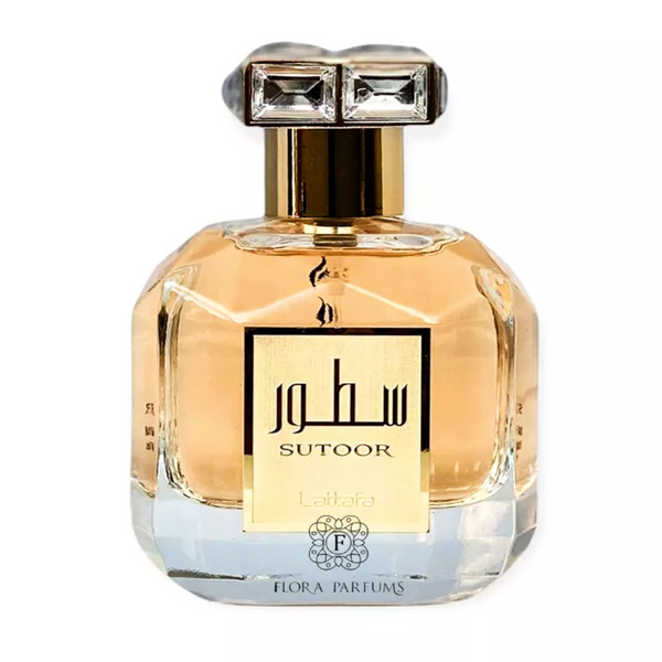 Lattafa Sutoor 3.4 oz Eau de Parfum spray bottle and box