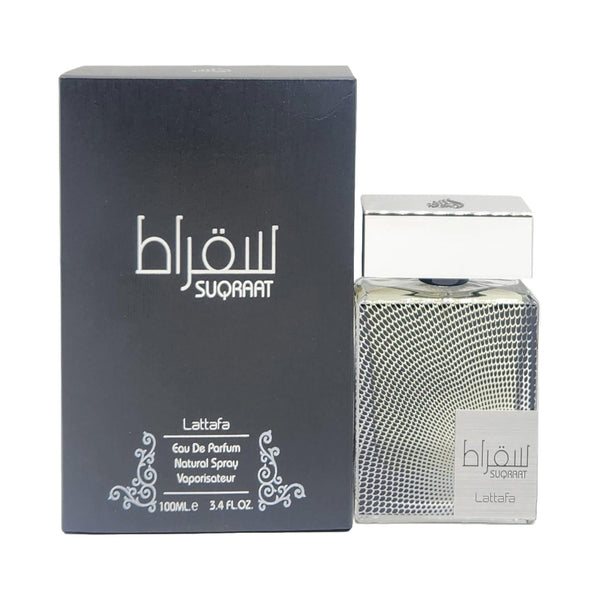 Lattafa Suqraat 3.4 oz Eau de Parfum spray bottle