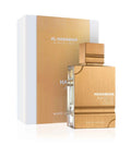 Al Haramain Amber Oud White 3.4 oz Eau de Parfum Spray bottle and packaging