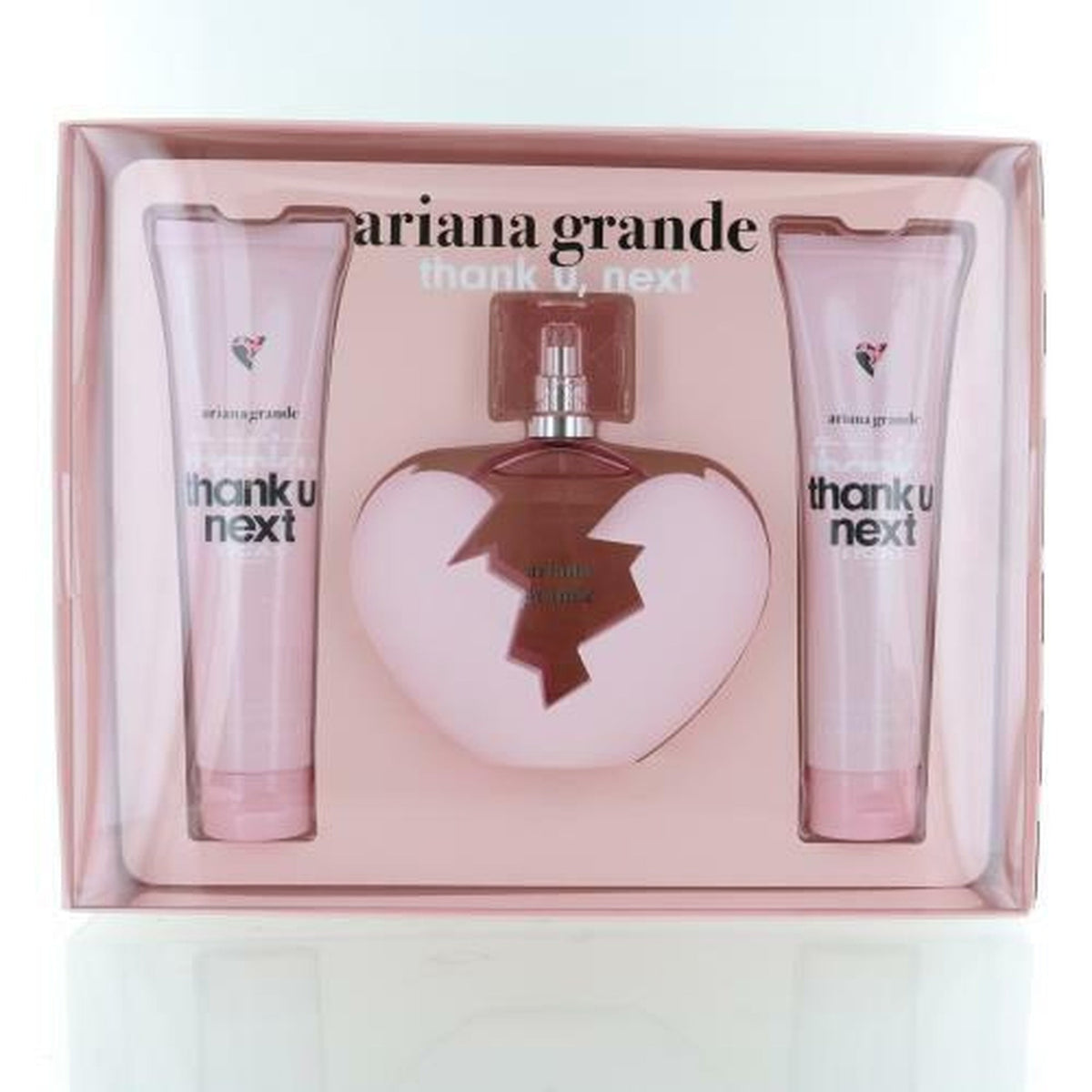 Ariana Grande Thank U Next 3 piece fragrance gift set with 3.4 oz Eau de Parfum, body lotion, and shower gel