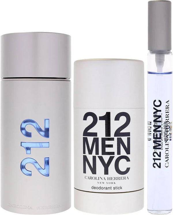 C.Herrera 212 3pc (3.4oz Eau de Toilette + 2.5oz Deo Stk + 0.33 Mini) - Set