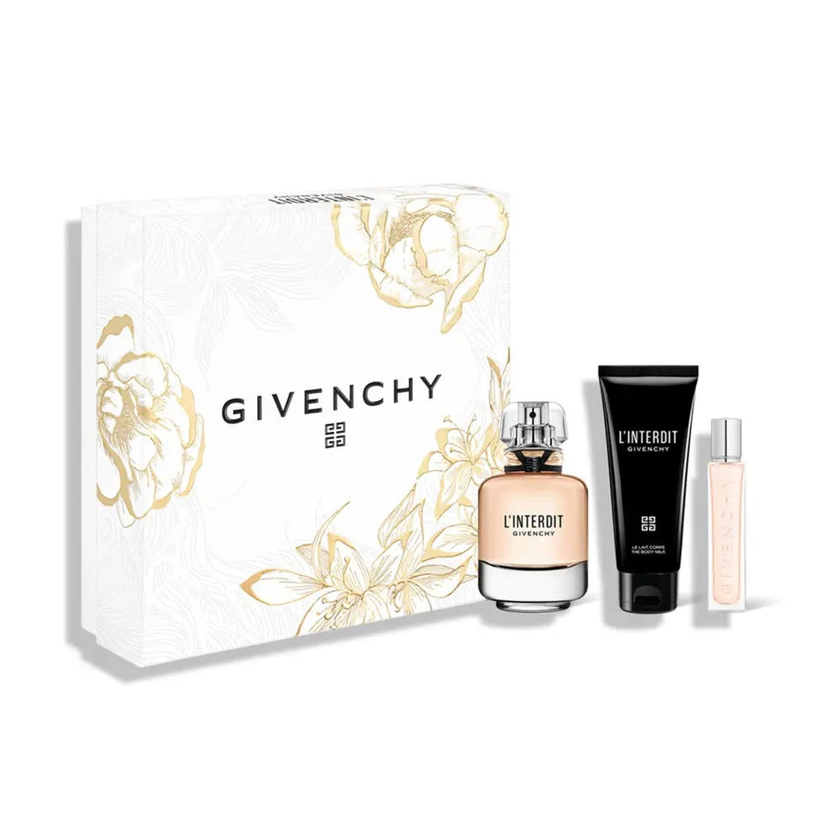 Givenchy L'Interdit 3-piece fragrance gift set with 2.8 oz Eau de Parfum, body lotion, and mini travel spray