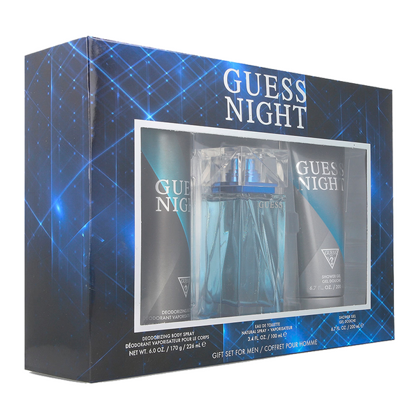 GUESS Night 3-piece men’s fragrance gift set with Eau de Toilette, deodorant spray, and shower gel