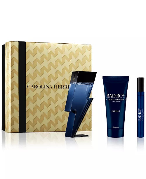C. HERRERA BAD BOY COBALT 3PC (3.4OZ EDP + 3.4SG + 0.33OZ EDP) - Set