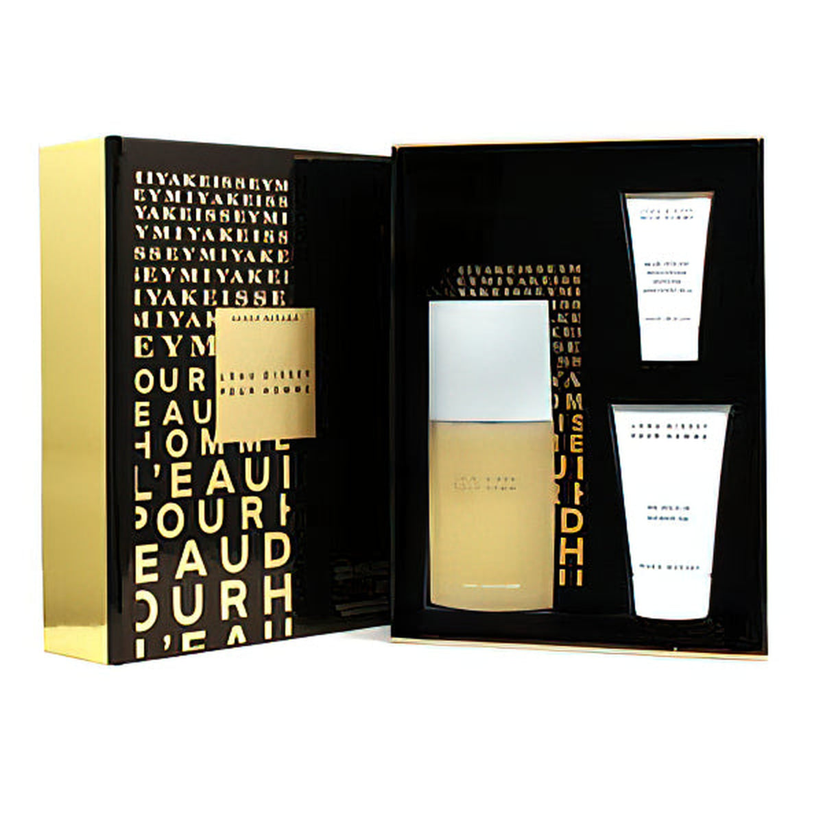 Issey Miyake 3 piece fragrance gift set with 4.2 oz bottle, 2.5 oz shower gel, and toiletry bag