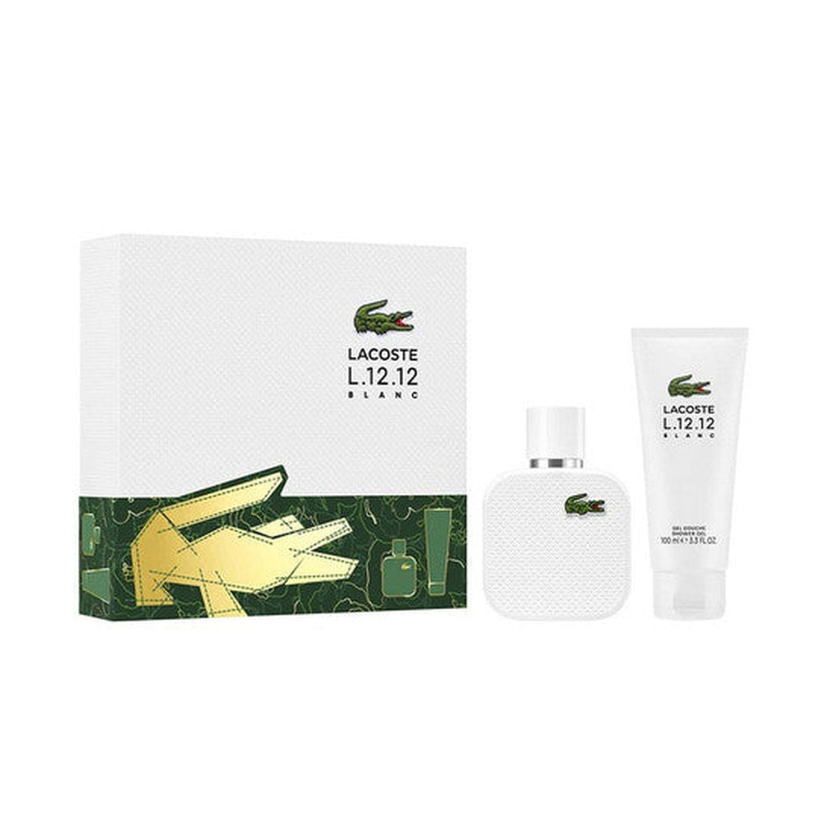 Lacoste Eau Blanc 2 piece fragrance set with 1.7 oz eau de toilette and 3.4 oz shower gel