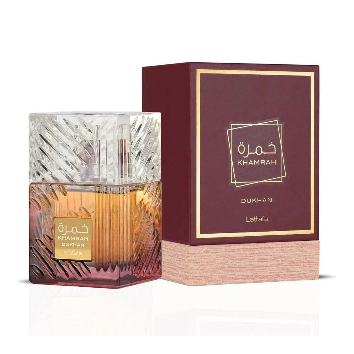Lattafa Khamrah Dukhan 3.4 oz Eau de Parfum spray bottle