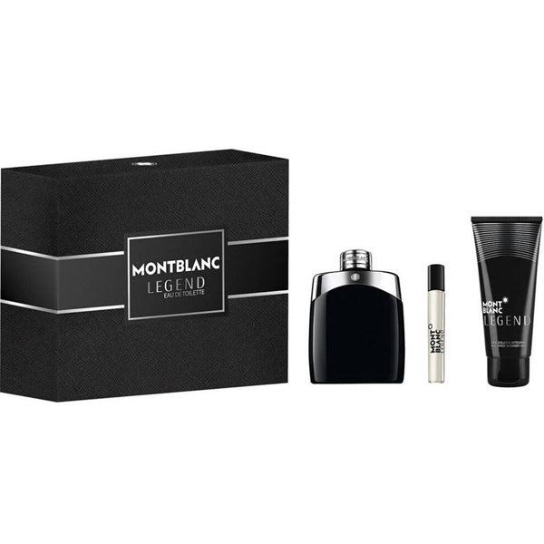 MONT BLANC LEGEND 3PC (3.4OZ EDT + 3.4SG+ 0.25OZ SPRAY) SOFT BOX - Set