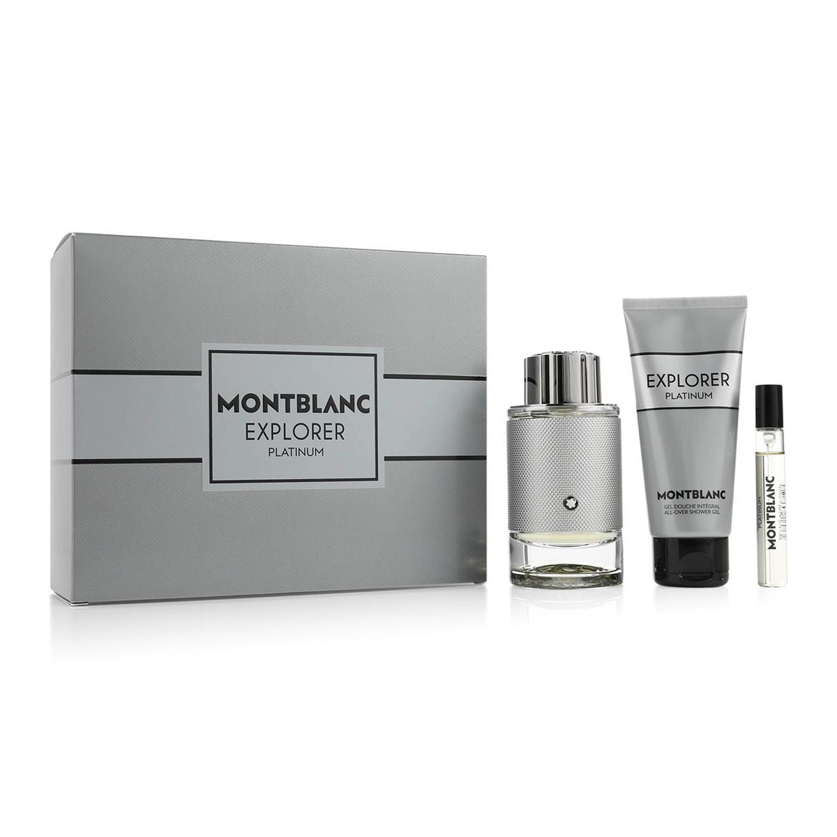 Montblanc Explorer Platinum 3 piece men’s fragrance gift set with Eau de Parfum travel spray and shower gel