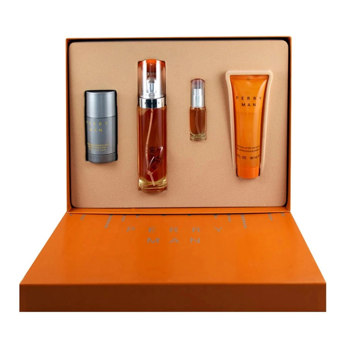 Perry Ellis Man 4-piece fragrance gift set with Eau de Toilette, after shave gel, deodorant stick, and mini spray