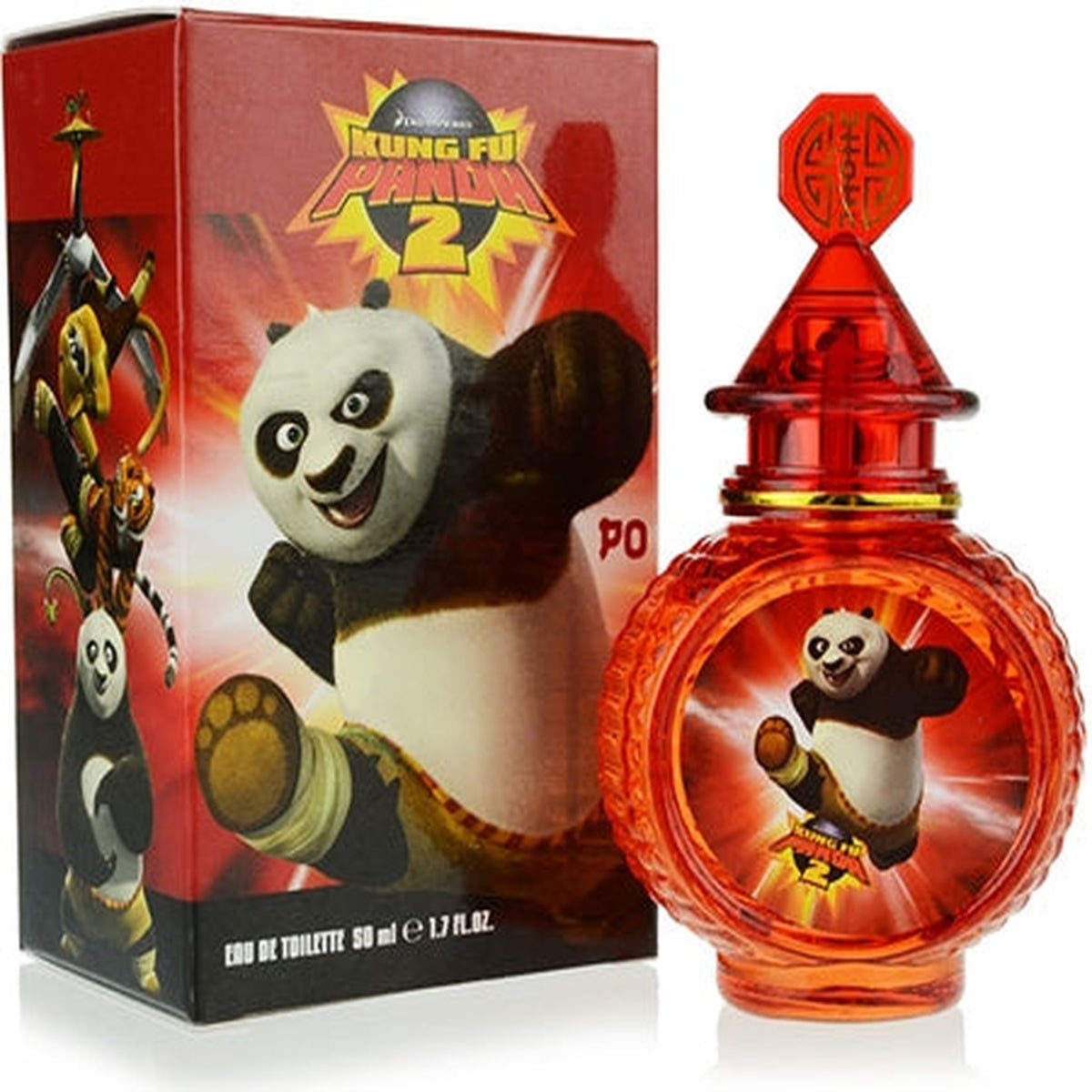 KUNG FU PANDA PO 3PCS fragrance gift set with 1.7 oz eau de toilette, 2.5 oz shower gel, and collectible pin