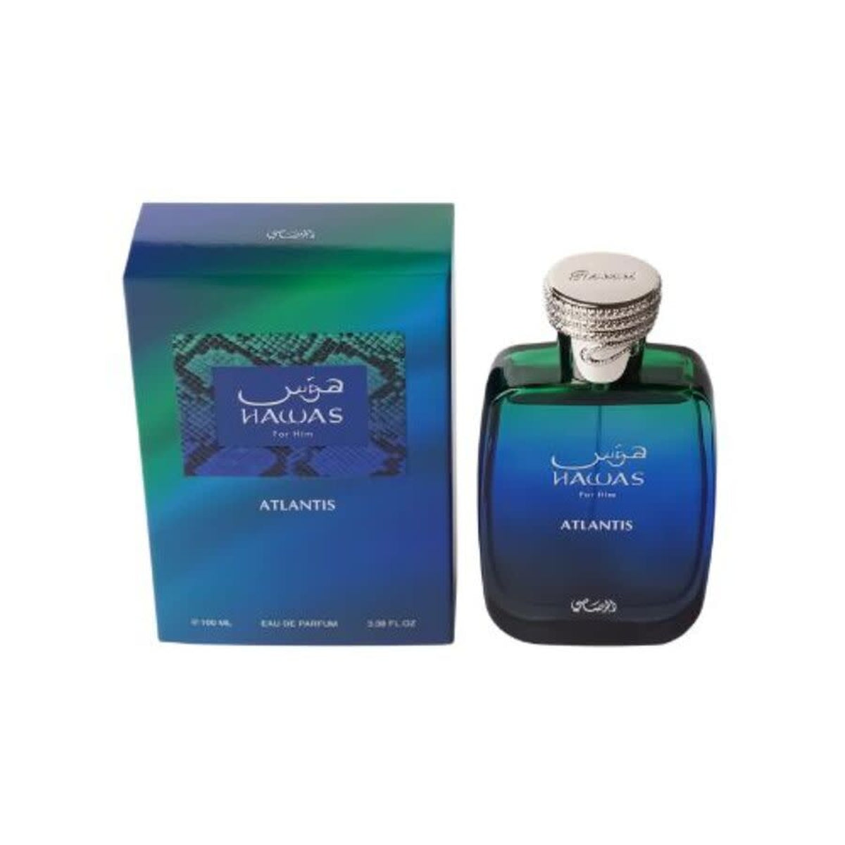 Rasasi Hawas Atlantis 3.4 oz Eau de Parfum Spray bottle