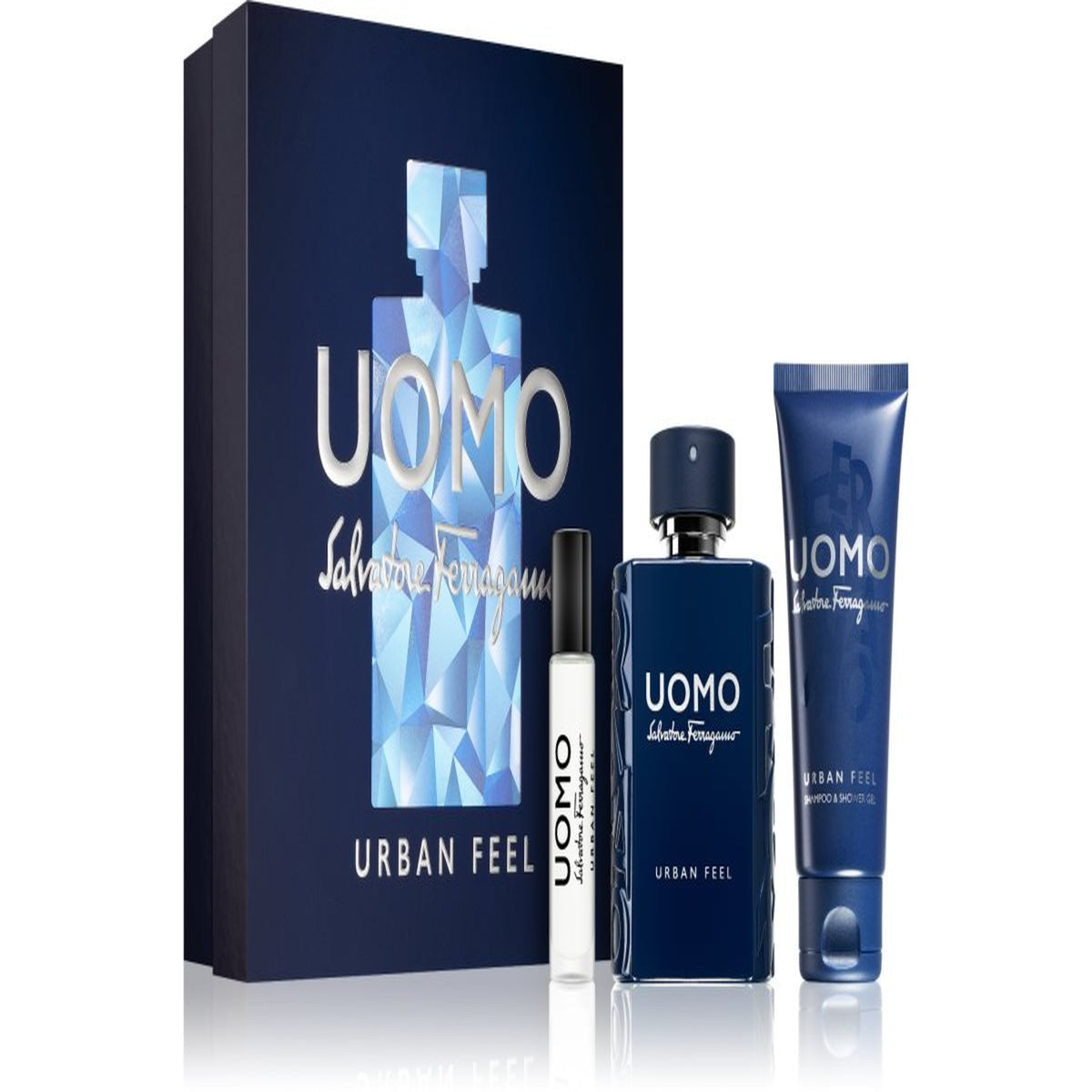 S.F Urban Feel 3PC gift set with 3.4 oz fragrance bottle, shower gel, and mini fragrance